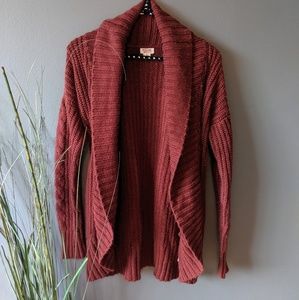Mossimo Waterfall Collar Rust Orange Cardigan